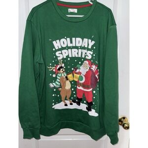 Christmas Sweatshirt Deer Holiday Spirits Men's Size XL(46/48) NWOT Lights Up!